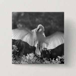 USA, Florida, Great Egret (Ardea alba) infrared 2 15 Cm Square Badge