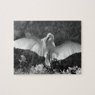 USA, Florida, Great Egret (Ardea alba) infrared 2 Jigsaw Puzzle