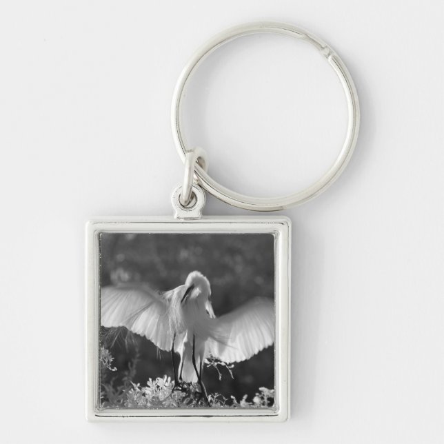 USA, Florida, Great Egret (Ardea alba) infrared 2 Key Ring (Front)
