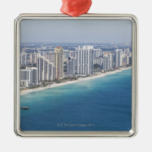 USA, Florida, Miami, Cityscape with beach 2 Metal Tree Decoration