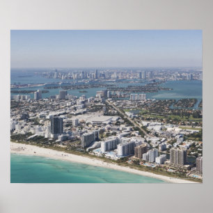 USA, Florida, Miami, Cityscape with beach 3 Poster