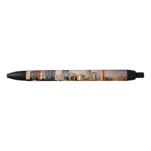 USA, Florida, Miami skyline at dusk Black Ink Pen