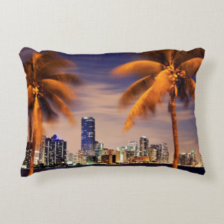 USA, Florida, Miami skyline at dusk Decorative Cushion