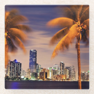 USA, Florida, Miami skyline at dusk Glass Coaster