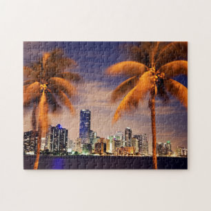 USA, Florida, Miami skyline at dusk Jigsaw Puzzle