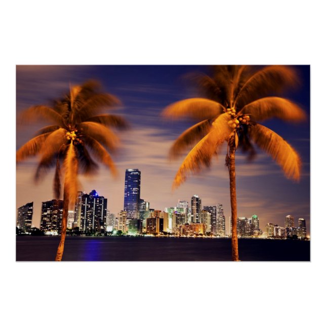 USA, Florida, Miami skyline at dusk Poster (Front)