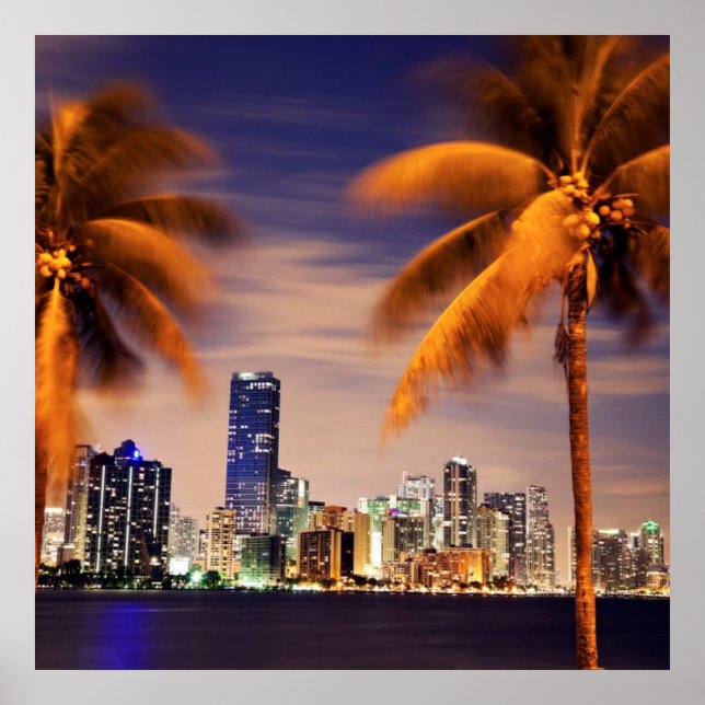 USA, Florida, Miami skyline at dusk Poster (Front)