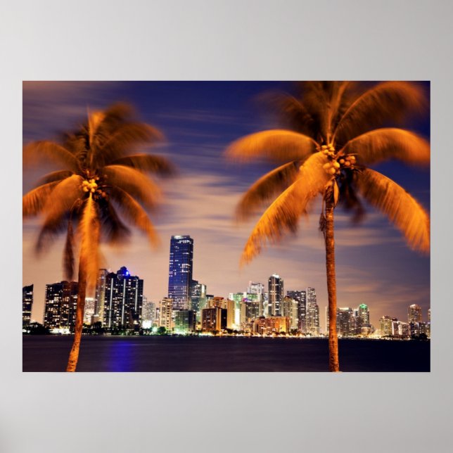 USA, Florida, Miami skyline at dusk Poster (Front)
