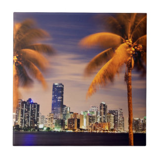 USA, Florida, Miami skyline at dusk Tile