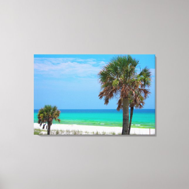 USA, Florida. Palm Trees On Emerald Coast Canvas Print (Front)