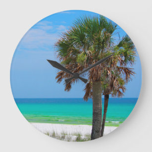 USA, Florida. Palm Trees On Emerald Coast Large Clock