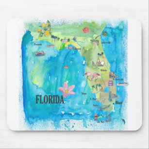 USA Florida State Vintage map with highlights Mouse Mat