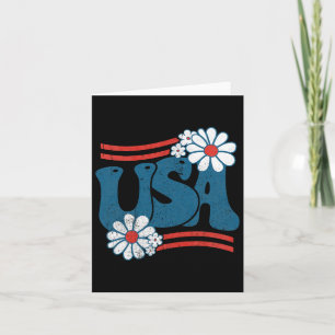 Usa Flower Patriotic 4th Of July Groovy American F Card