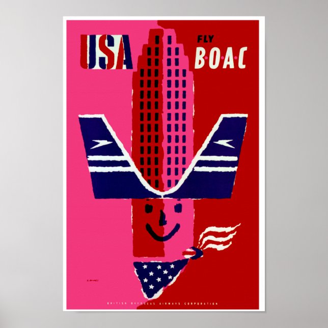 USA ~ Fly BOAC Poster (Front)
