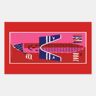 USA ~ Fly BOAC Rectangular Sticker