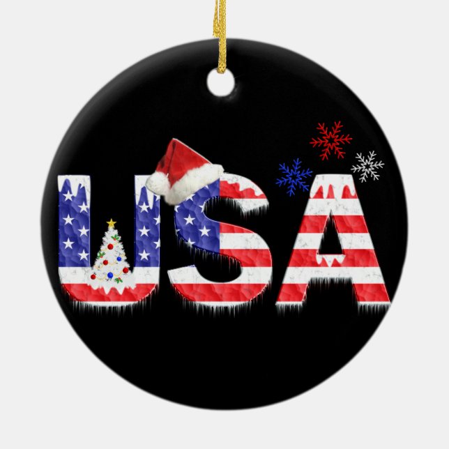 USA for Christmas Ceramic Tree Decoration (Back)