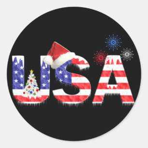 USA for Christmas Classic Round Sticker