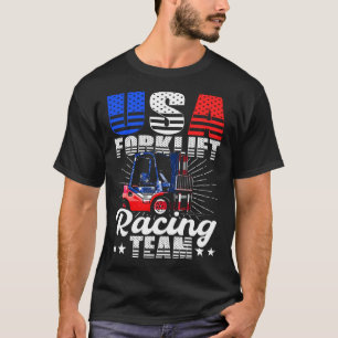 USA Forklift Operator Racing Team Warehouse Worker T-Shirt