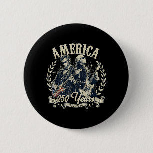 Usa Founding Father Abe Lincoln Playing Guitar 6 Cm Round Badge