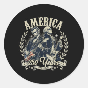 Usa Founding Father Abe Lincoln Playing Guitar Classic Round Sticker