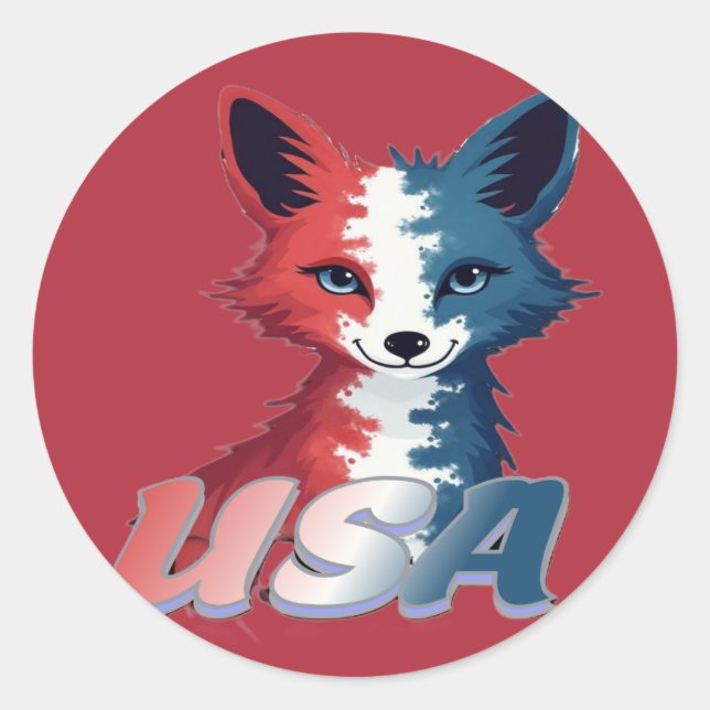 USA Fox Classic Round Sticker (Front)