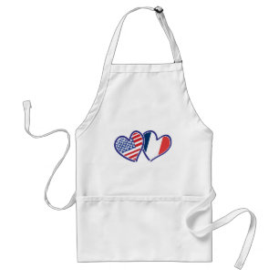 USA France Love Hearts Standard Apron