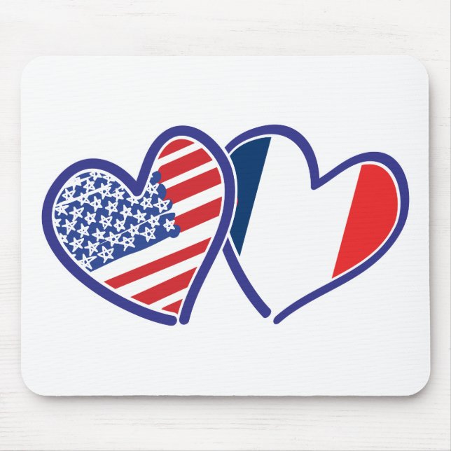 USA---France-Love Mouse Mat (Front)