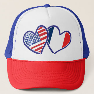 USA---France-Love Trucker Hat