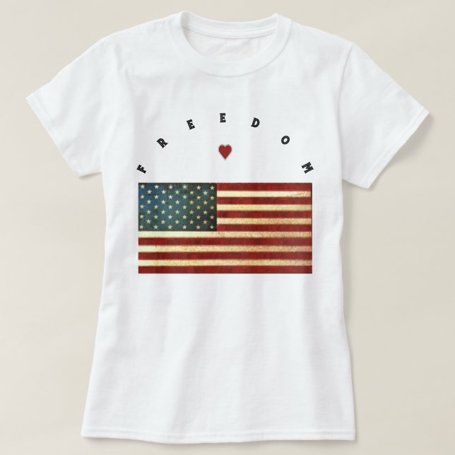 USA Freedom Flag Classic Round Sticker T-Shirt (Design Front)