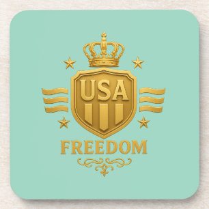 USA Freedom Golden Emblem Coasters – Set of 6
