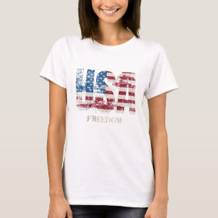 USA - FREEDOM  RED, WHITE, AND BLUE PATRIOTIC  T-Shirt