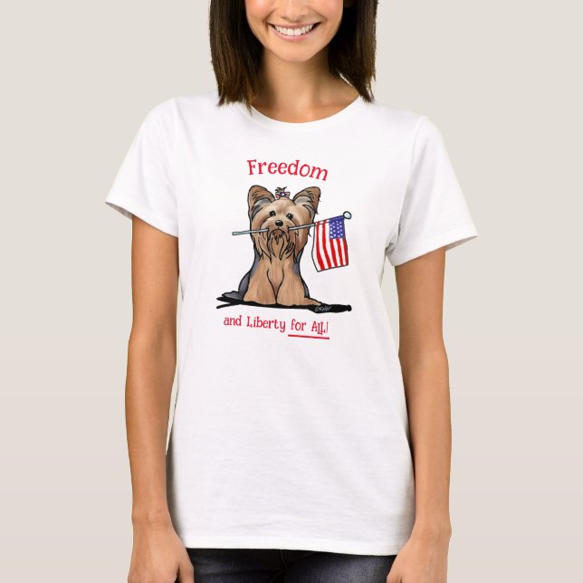 USA Freedom Yorkie Terrier T-Shirt (Front)