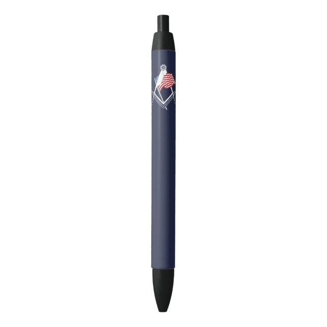 USA freemasonry symbol Black Ink Pen (Front Vertical)