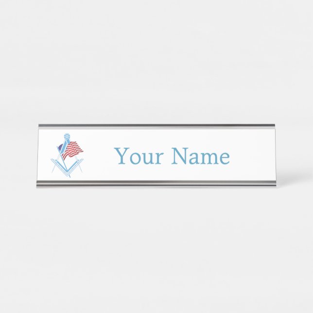 USA freemasonry symbol Desk Name Plate (Front)