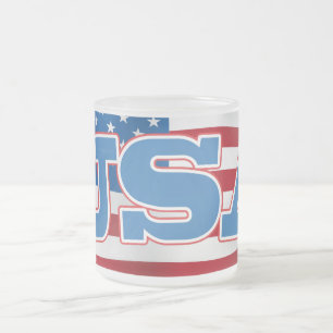 USA FROSTED GLASS COFFEE MUG