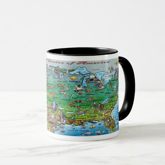 USA Fun Map Mug (Front Right)
