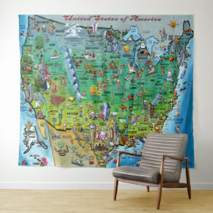USA Fun Map Tapestry