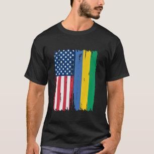 USA Gabon Half american Flag Roots T-Shirt