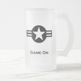 USA Game On black Frosted Glass Beer Mug
