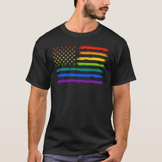 USA Gaytriotic Rainbow Pride Vintage T-Shirt (Front)
