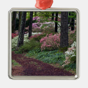 USA, Georgia, Callaway Gardens. Pathway Metal Tree Decoration