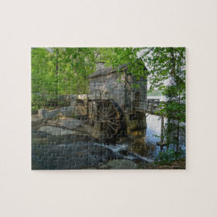 USA, Georgia, Stone Mountain, Watermill in trees Jigsaw Puzzle