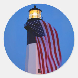 USA, Georgia, Tybee Island, Flag Flying 2 Classic Round Sticker