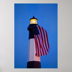 USA, Georgia, Tybee Island, Flag Flying 2 Poster