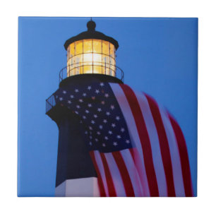 USA, Georgia, Tybee Island, Flag Flying 2 Tile