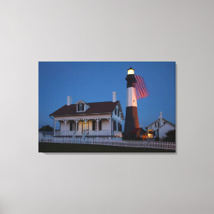 USA, Georgia, Tybee Island, Flag Flying Canvas Print