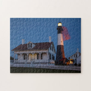 USA, Georgia, Tybee Island, Flag Flying Jigsaw Puzzle