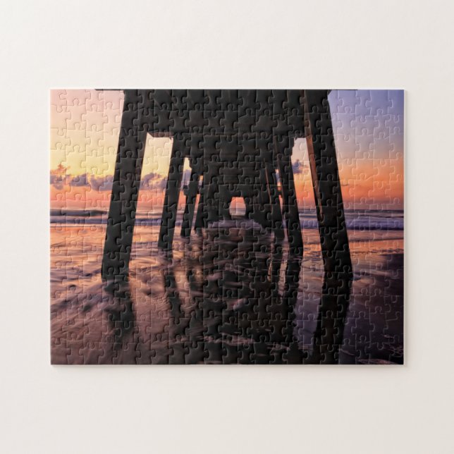 USA, Georgia, Tybee Island, Pier At Tybee Island Jigsaw Puzzle (Horizontal)