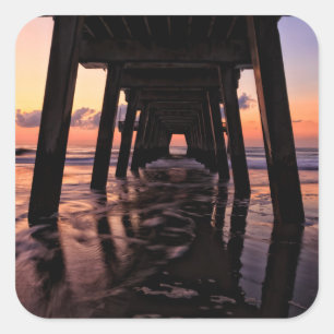 USA, Georgia, Tybee Island, Pier At Tybee Island Square Sticker