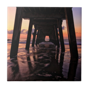 USA, Georgia, Tybee Island, Pier At Tybee Island Tile